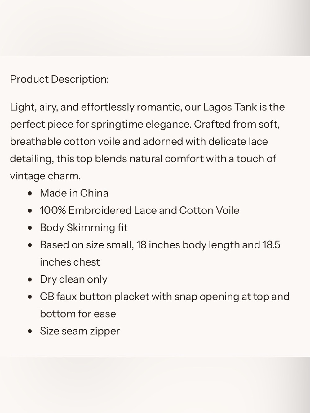 Lagos Tank (Retails: $178$) NWT - Picture 3 of 3